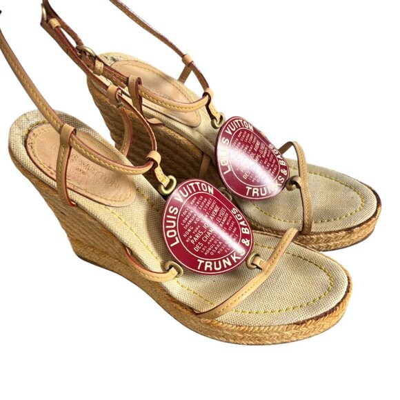 Y2K RARE LOUIS VUITTON CRUISE COLLECTION CHUNKY ESPADRILLE WEDGE SANDALS 8/38 - Picture 4 of 8